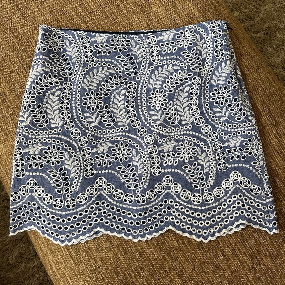 LOFT EYELET SKIRT blue and white size 14
